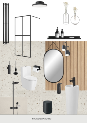 Kép Terrazzo mintás fürdőszoba lamellával